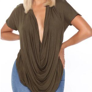 Cowl Hearted Top - Olive